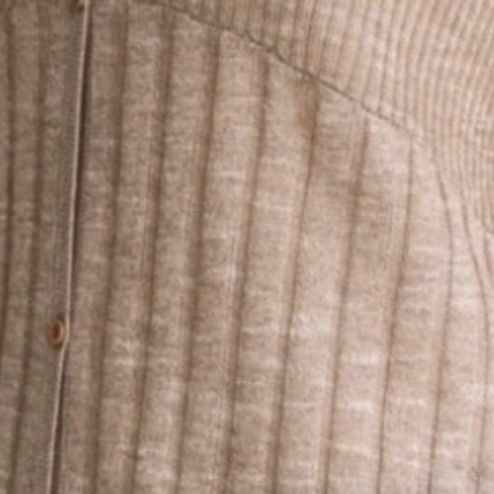 TAN LONGLINE V-NECK MAXI CARDIGAN SWEATER - Picture 8 of 9